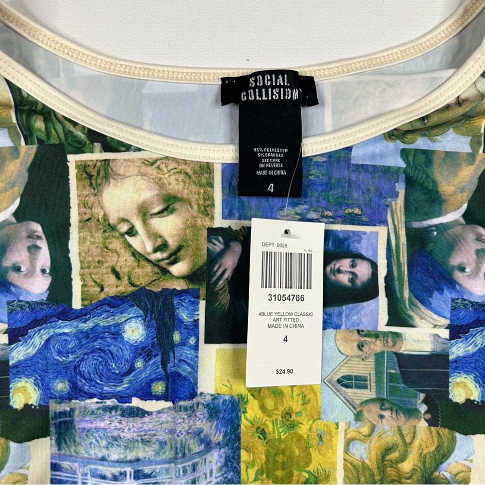 Hot Topic Social Collision Top Plus Size 4 Ruched Classic Art Shirt NEW WITH TAG - Picture 2 of 6